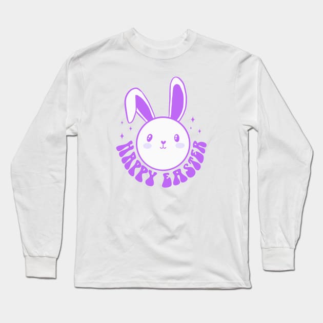 Happy Easter a cool groovy Easter Bunny design Long Sleeve T-Shirt by Yarafantasyart